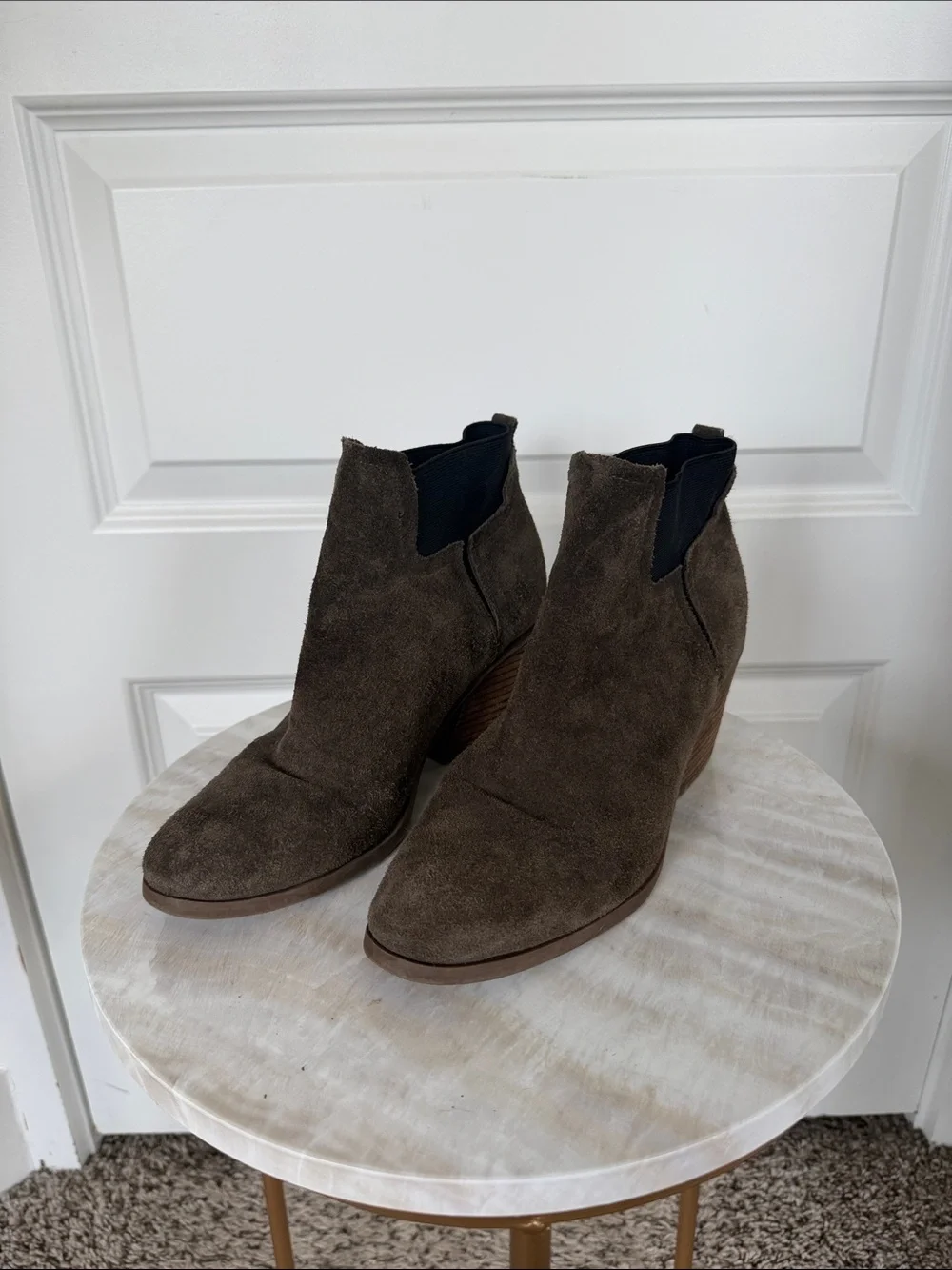 Guess Women's Brown Suede Ankle Booties - Classic Chelsea Wedge